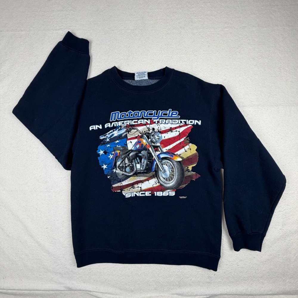 Pluma Heavyweight Fleece Motorcycle American Tradition Navy Sweatshirt Mens M